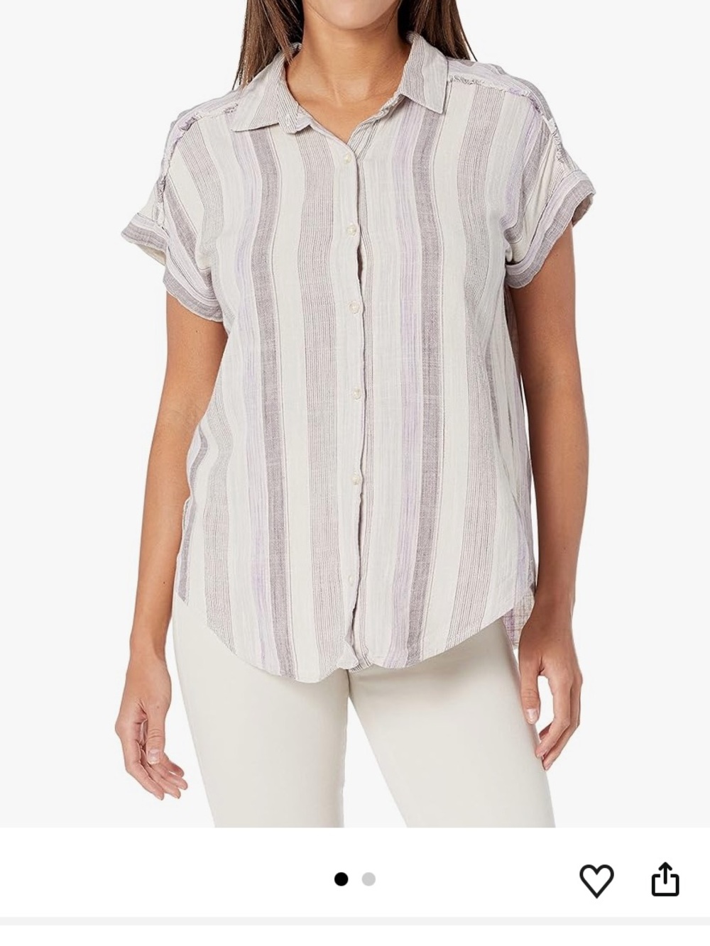 Splendid Lavender and Cream Striped Button Down Shirt Size L